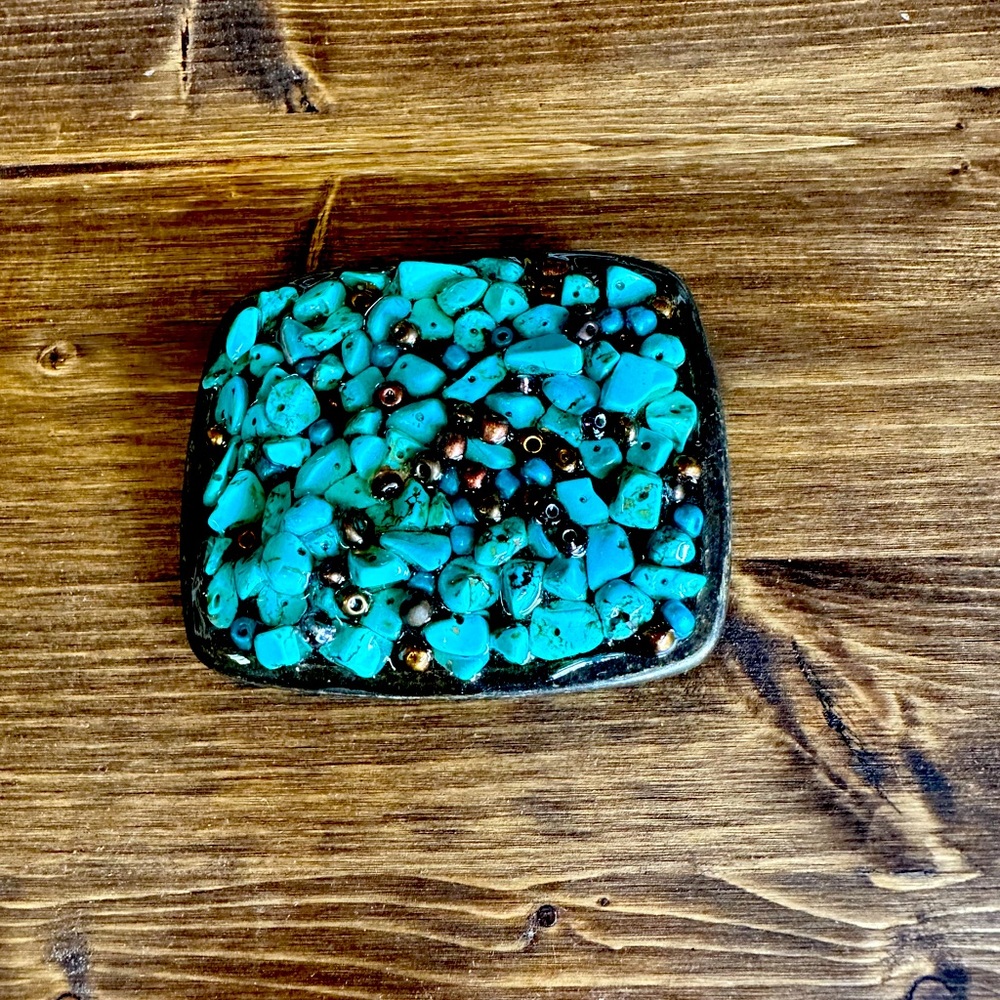 Turquoise bead belt buckle